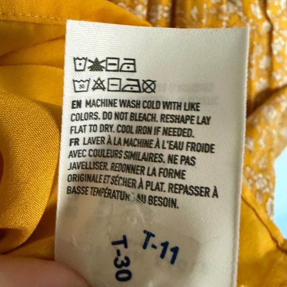 American Eagle Yellow Floral Ruched Long Sleeve Mini‎ Dress Size Small Milkmaid - Picture 15 of 16